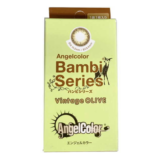 |【在庫処分値下げ】エンジェルカラーマンスリー バンビ ヴィンテージ 度あり 1枚入 ヴィンテージオリーブ 【メール便送料無料】