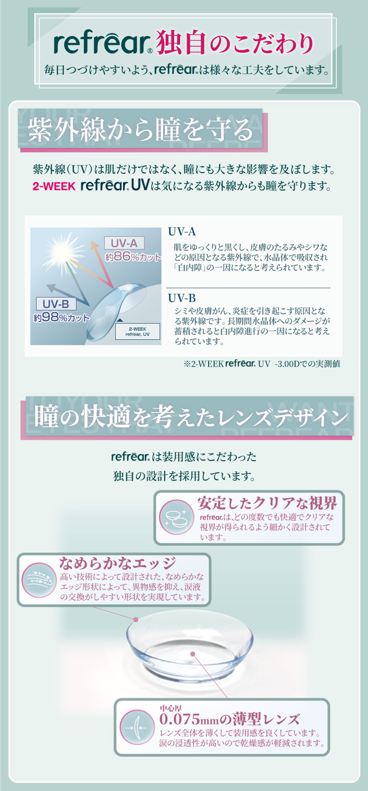 紫外線から瞳を守る 瞳の快適を考えたレンズデザイン