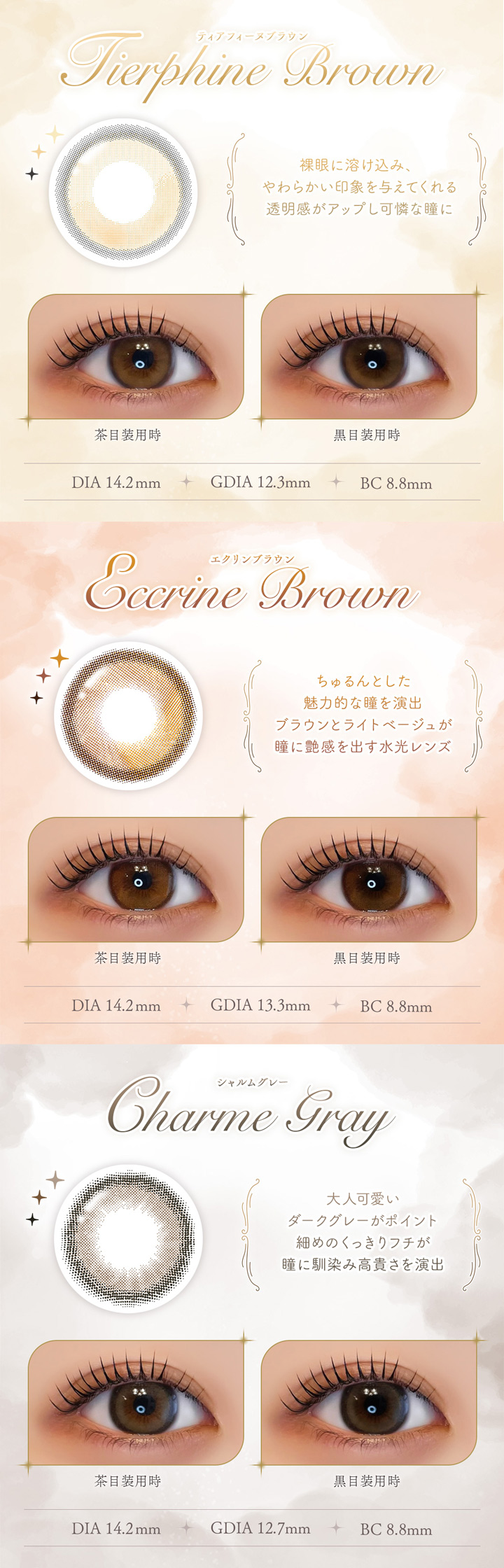 ティアフィーヌブラウン エクリンブラウン シャルムグレー