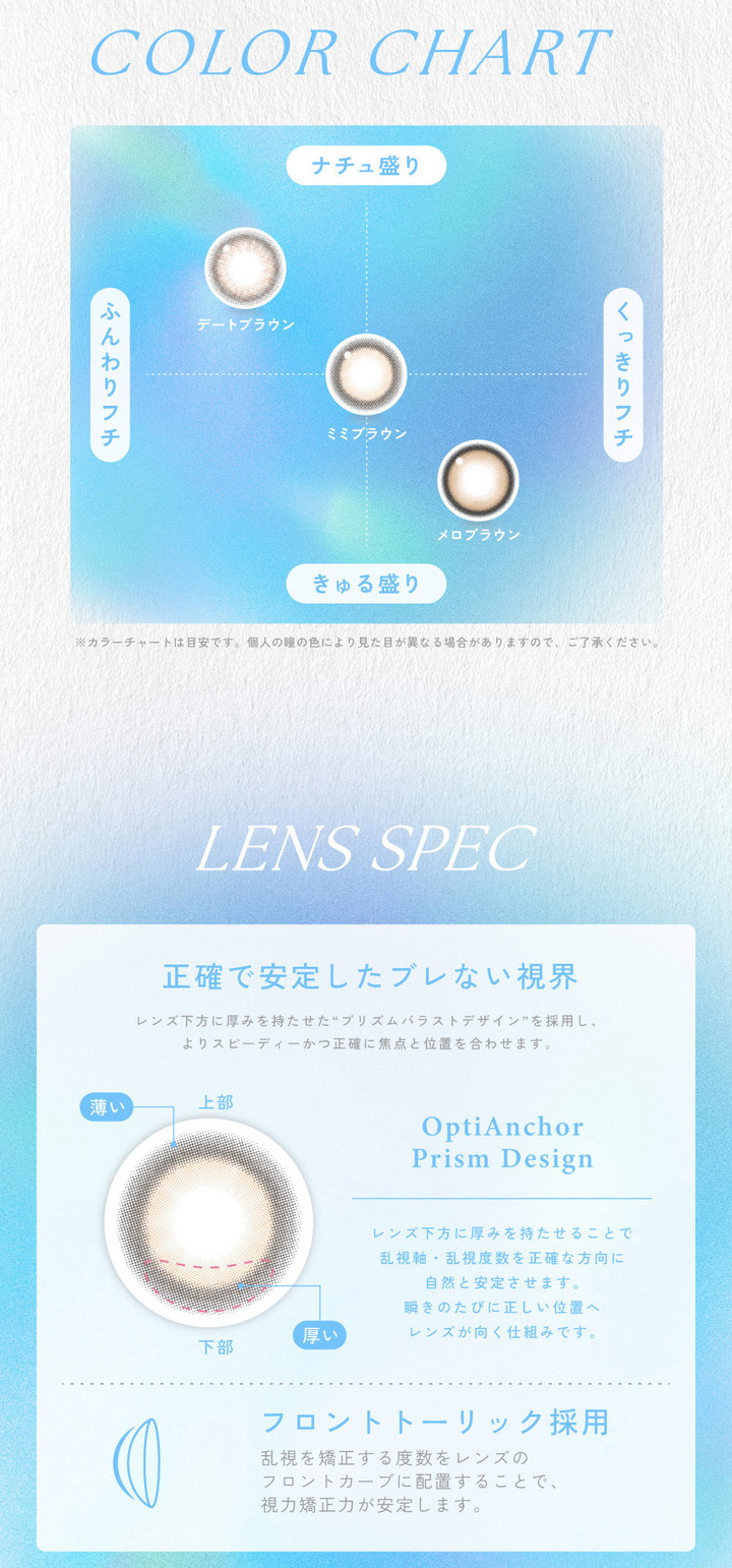 カラーチャート レンズスペック 