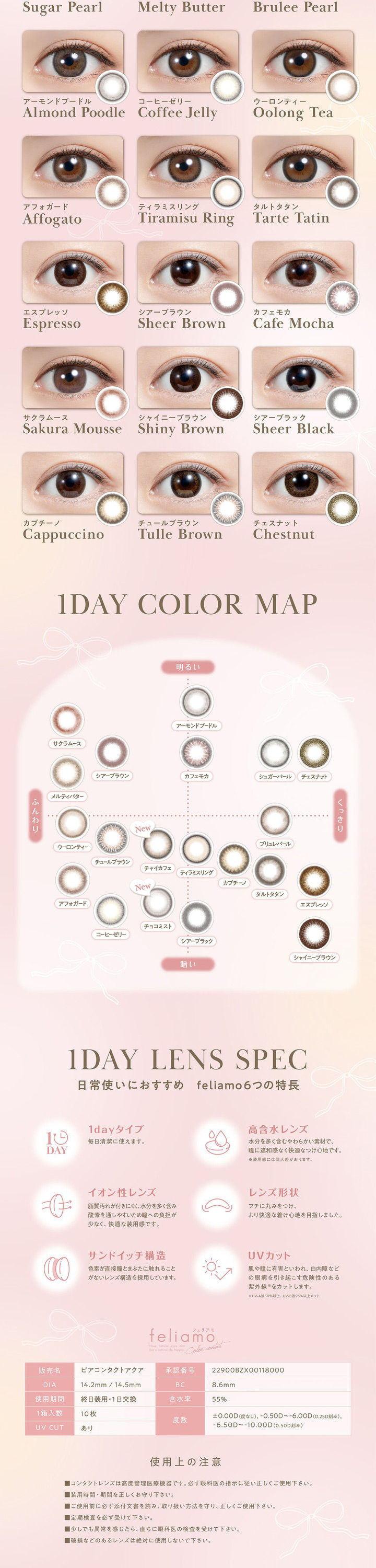 カラーマップ スペック レンズスペック1dayタイプ 高含水レンズ イオン性レンズ UVカット
