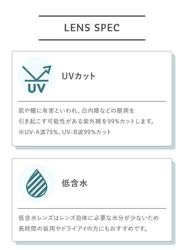 指原莉乃プロデュースカラコン トパーズのレンズスペック UVカット・低含水