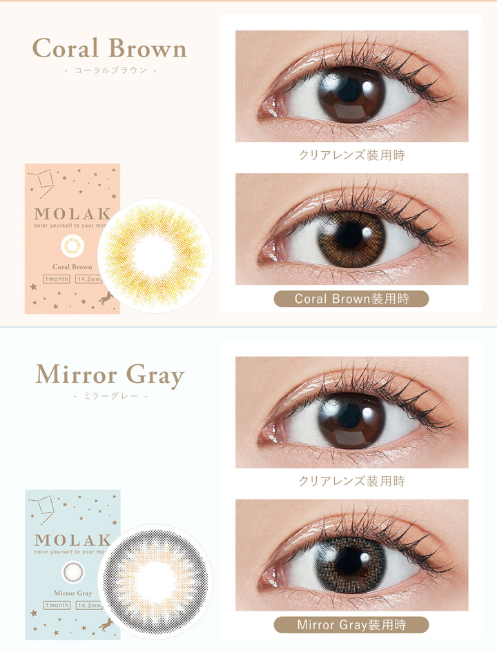 コーラルブラウン coral Brown、ミラーグレー Mirror Gray