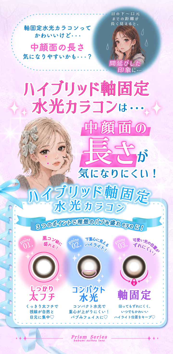 ハイブリッド軸固定 水光カラコン