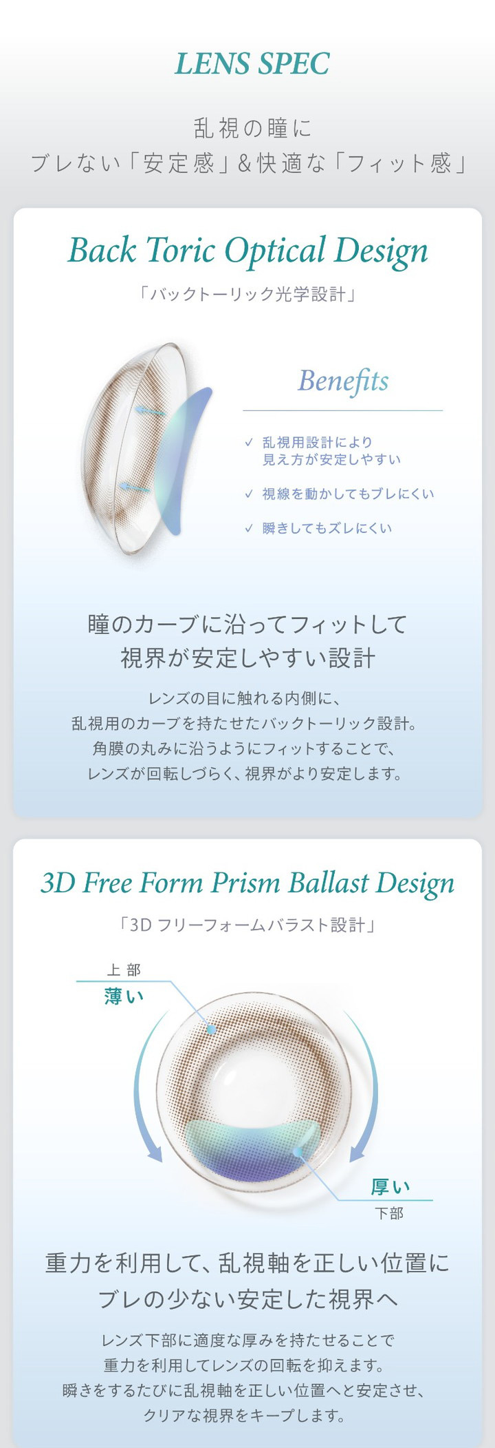 バックトーリック光学設計 3Dフリーフォームバラスト設計