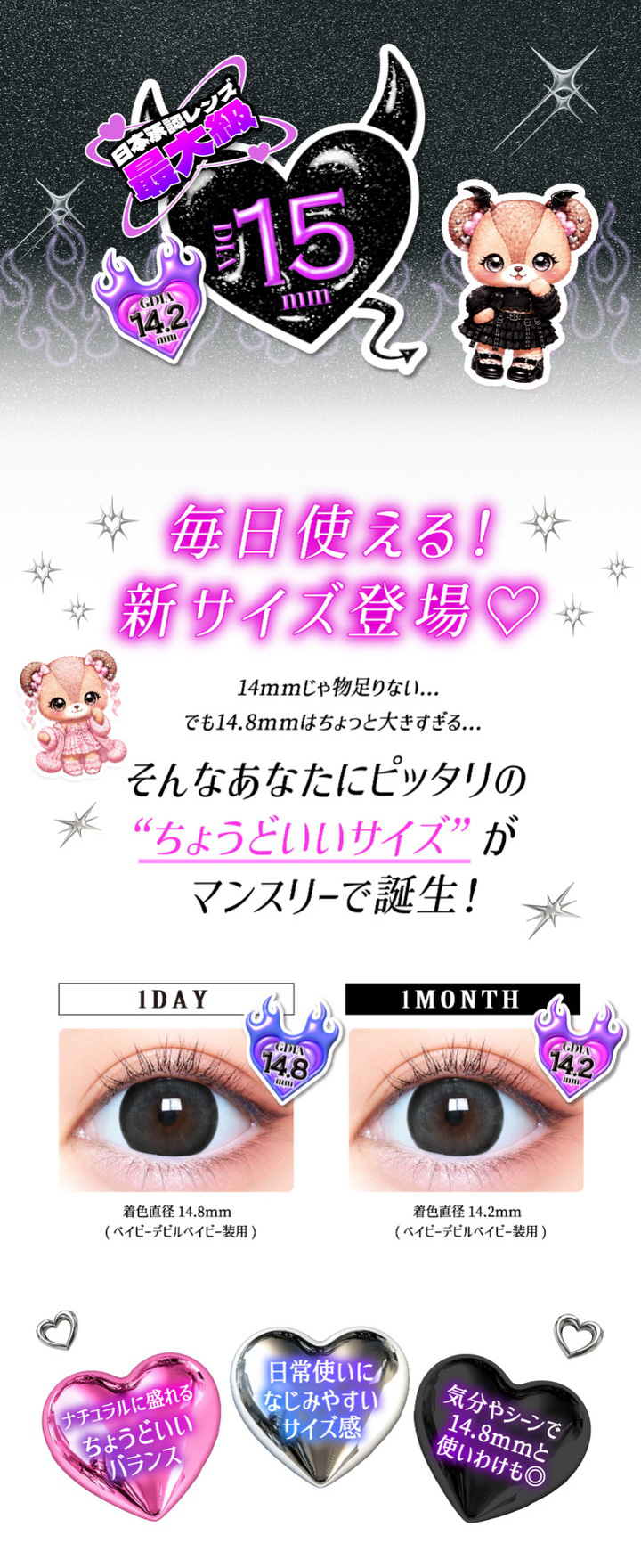 日本承認レンズ最大級 DIA:15mm 着色直径:14.2mm