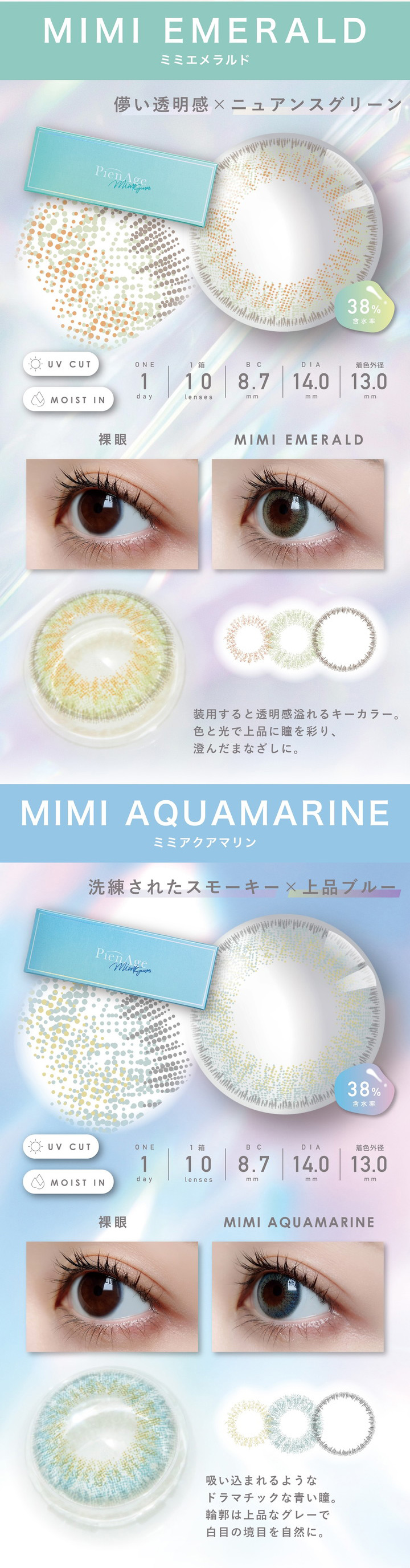 ミミエメラルド ミミアクアマリン