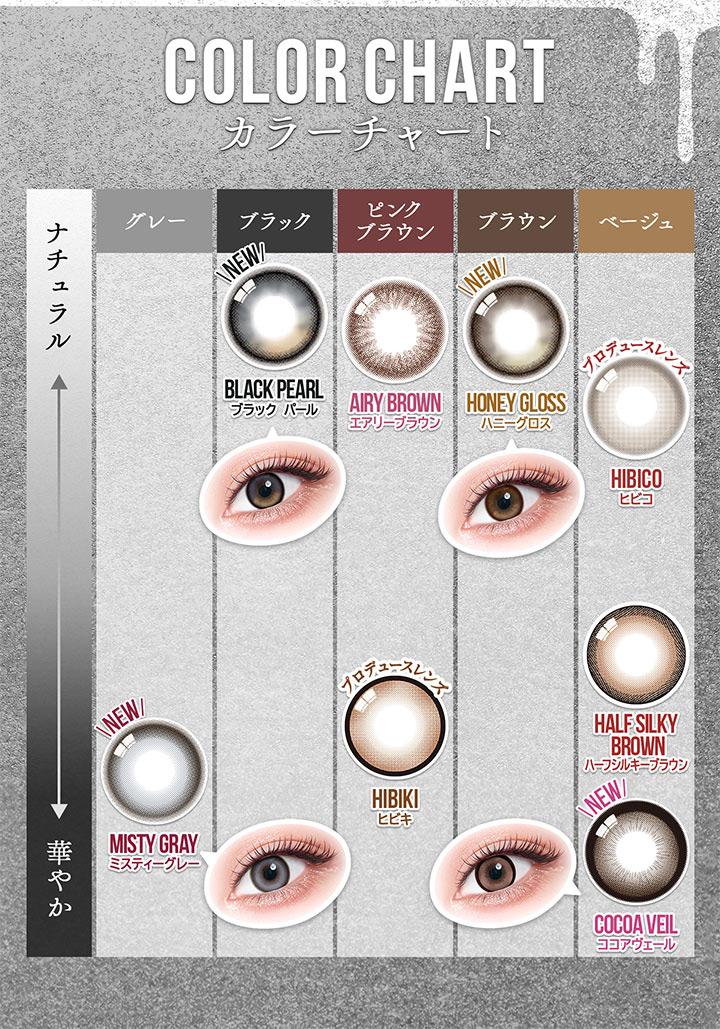 マンスリーカラコン カラーズ colors カラーチャート