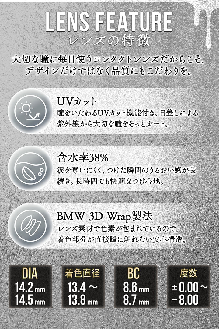 UVカット 含水率38％ BMW3DWrap製法