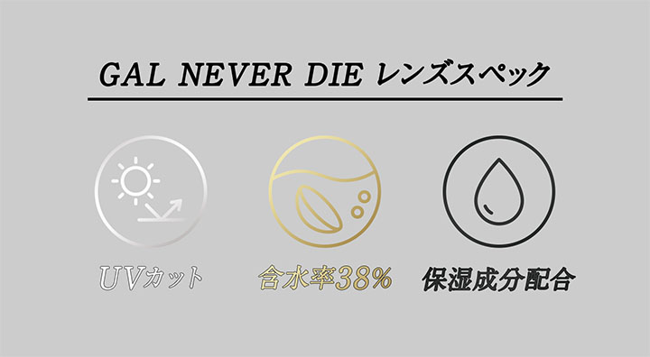 1ヶ月交換 マンスリー カラコン ギャルネバーダイ UVカット 含水率38% 保湿成分配合