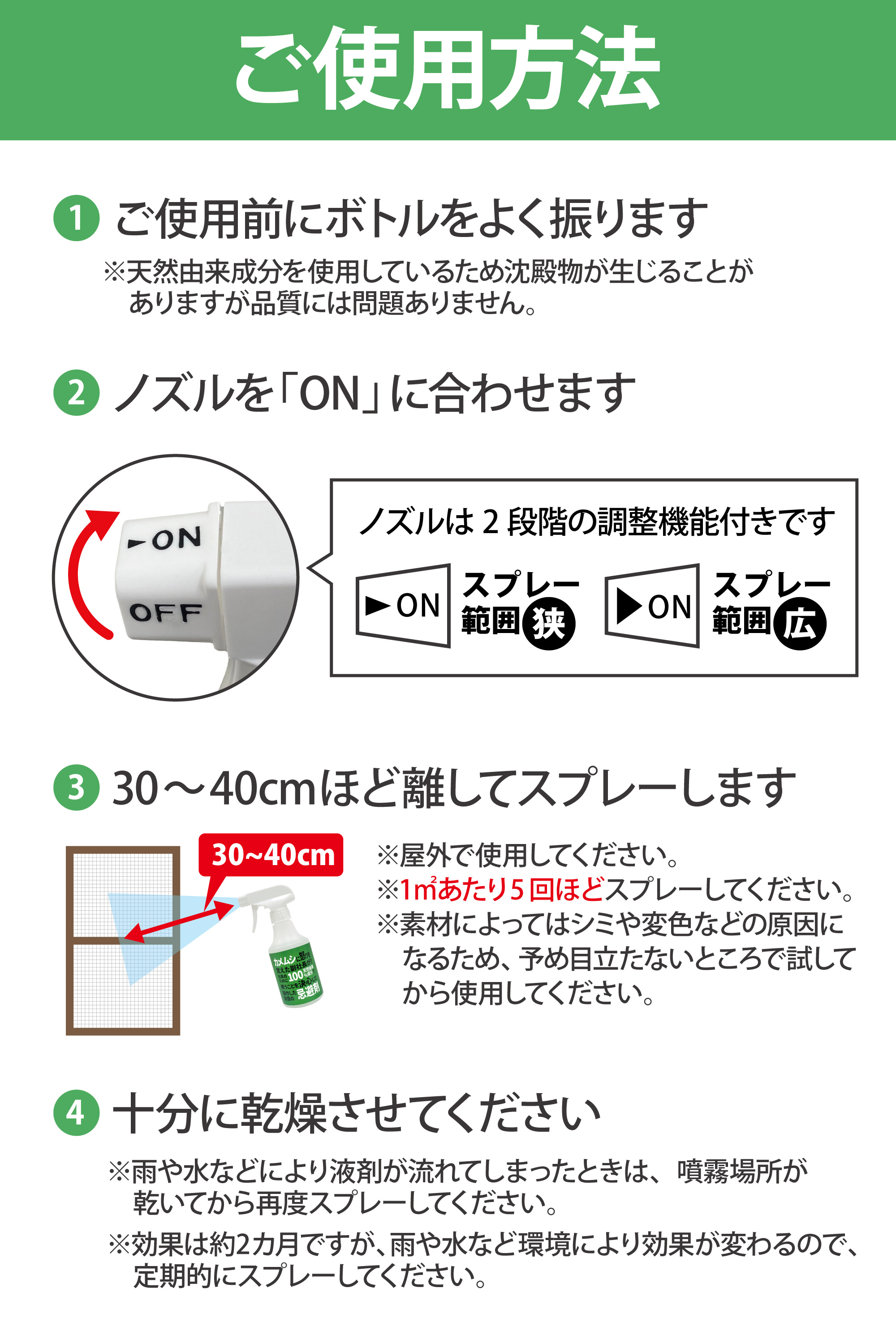 カメムシ忌避剤スプレーご使用方法